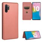 For Samsung Galaxy Note10 Plus Carbon Fiber Texture Horizontal Flip TPU + PC + PU Leather Case with Card Slot(Brown) - 1