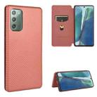 For Samsung Galaxy Note20  Carbon Fiber Texture Horizontal Flip TPU + PC + PU Leather Case with Card Slot(Brown) - 1