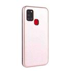 For Samsung Galaxy A21s Carbon Fiber Texture Horizontal Flip TPU + PC + PU Leather Case with Card Slot(Pink) - 3