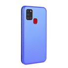 For Samsung Galaxy A21s Carbon Fiber Texture Horizontal Flip TPU + PC + PU Leather Case with Card Slot(Blue) - 3