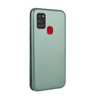 For Samsung Galaxy A21s Carbon Fiber Texture Horizontal Flip TPU + PC + PU Leather Case with Card Slot(Green) - 3