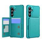 For Samsung Galaxy S24+ 5G Horizontal Flip Card Bag Holder Leather Phone Case(Cyan Green) - 1