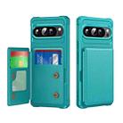 For Google Pixel 9 Pro XL Horizontal Flip Card Bag Holder Leather Phone Case(Cyan Green) - 1