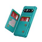 For Google Pixel 9 Pro XL Horizontal Flip Card Bag Holder Leather Phone Case(Cyan Green) - 2