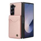 For Samsung Galaxy Z Fold5 AwQuer RFID Vertical Flip Card Bag Holder Leather Phone Case(Rose Gold) - 2