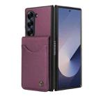 For Samsung Galaxy Z Fold5 AwQuer RFID Vertical Flip Card Bag Holder Leather Phone Case(Dark Purple) - 2