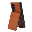 For Samsung Galaxy Z Fold5 AwQuer RFID Vertical Flip Card Bag Holder Leather Phone Case(Brown) - 3