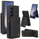 For Samsung Galaxy Z Fold6 AwQuer RFID Vertical Flip Card Bag Holder Leather Phone Case(Black) - 1