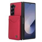 For Samsung Galaxy Z Fold6 AwQuer RFID Vertical Flip Card Bag Holder Leather Phone Case(Red) - 2