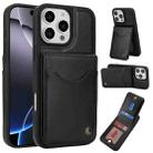 For iPhone 16 Pro Max AwQuer Vertical Flip Card Bag Holder Leather Phone Case(Black) - 1