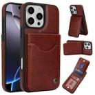 For iPhone 16 Pro AwQuer Vertical Flip Card Bag Holder Leather Phone Case(Brown) - 1