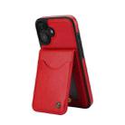 For iPhone 16 Plus AwQuer Vertical Flip Card Bag Holder Leather Phone Case(Red) - 2