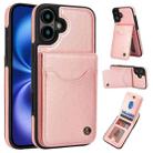 For iPhone 16 Plus AwQuer Vertical Flip Card Bag Holder Leather Phone Case(Rose Gold) - 1