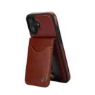 For iPhone 16 Plus AwQuer Vertical Flip Card Bag Holder Leather Phone Case(Brown) - 2