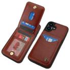 For iPhone 16 Plus AwQuer Vertical Flip Card Bag Holder Leather Phone Case(Brown) - 3