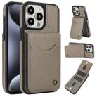 For iPhone 15 Pro Max AwQuer Vertical Flip Card Bag Holder Leather Phone Case(Grey) - 1