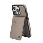 For iPhone 15 Pro Max AwQuer Vertical Flip Card Bag Holder Leather Phone Case(Grey) - 2