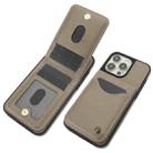 For iPhone 15 Pro Max AwQuer Vertical Flip Card Bag Holder Leather Phone Case(Grey) - 3