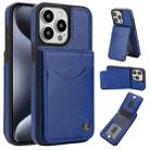 For iPhone 15 Pro Max AwQuer Vertical Flip Card Bag Holder Leather Phone Case(Blue) - 1