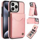 For iPhone 15 Pro AwQuer Vertical Flip Card Bag Holder Leather Phone Case(Rose Gold) - 1