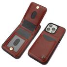 For iPhone 15 Pro AwQuer Vertical Flip Card Bag Holder Leather Phone Case(Brown) - 3