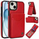 For iPhone 15 Plus AwQuer Vertical Flip Card Bag Holder Leather Phone Case(Red) - 1