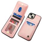 For iPhone 15 Plus AwQuer Vertical Flip Card Bag Holder Leather Phone Case(Rose Gold) - 3