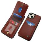 For iPhone 15 Plus AwQuer Vertical Flip Card Bag Holder Leather Phone Case(Brown) - 3