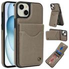 For iPhone 15 AwQuer Vertical Flip Card Bag Holder Leather Phone Case(Grey) - 1