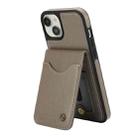 For iPhone 15 AwQuer Vertical Flip Card Bag Holder Leather Phone Case(Grey) - 2