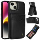 For iPhone 14 Plus AwQuer Vertical Flip Card Bag Holder Leather Phone Case(Black) - 1