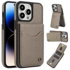 For iPhone 14 Pro AwQuer Vertical Flip Card Bag Holder Leather Phone Case(Grey) - 1