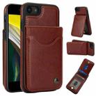 For iPhone 7 / 8 / SE 2022 AwQuer Vertical Flip Card Bag Holder Leather Phone Case(Brown) - 1