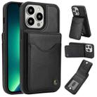 For iPhone 13 Pro Max AwQuer Vertical Flip Card Bag Holder Leather Phone Case(Black) - 1