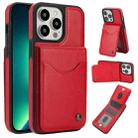 For iPhone 13 Pro Max AwQuer Vertical Flip Card Bag Holder Leather Phone Case(Red) - 1