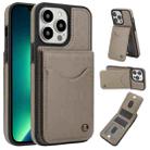 For iPhone 13 Pro Max AwQuer Vertical Flip Card Bag Holder Leather Phone Case(Grey) - 1