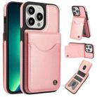 For iPhone 13 Pro Max AwQuer Vertical Flip Card Bag Holder Leather Phone Case(Rose Gold) - 1