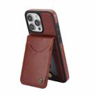 For iPhone 13 Pro AwQuer Vertical Flip Card Bag Holder Leather Phone Case(Brown) - 2