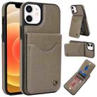 For iPhone 12 / 12 Pro AwQuer Vertical Flip Card Bag Holder Leather Phone Case(Grey) - 1