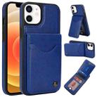 For iPhone 12 / 12 Pro AwQuer Vertical Flip Card Bag Holder Leather Phone Case(Blue) - 1