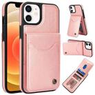 For iPhone 12 / 12 Pro AwQuer Vertical Flip Card Bag Holder Leather Phone Case(Rose Gold) - 1