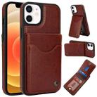 For iPhone 12 / 12 Pro AwQuer Vertical Flip Card Bag Holder Leather Phone Case(Brown) - 1