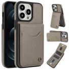 For iPhone 12 Pro Max AwQuer Vertical Flip Card Bag Holder Leather Phone Case(Grey) - 1