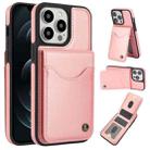 For iPhone 12 Pro Max AwQuer Vertical Flip Card Bag Holder Leather Phone Case(Rose Gold) - 1