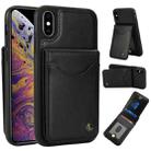 For iPhone X / XS AwQuer Vertical Flip Card Bag Holder Leather Phone Case(Black) - 1