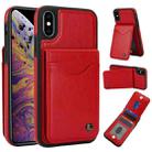 For iPhone X / XS AwQuer Vertical Flip Card Bag Holder Leather Phone Case(Red) - 1