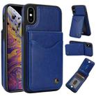 For iPhone X / XS AwQuer Vertical Flip Card Bag Holder Leather Phone Case(Blue) - 1