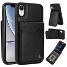 For iPhone XR AwQuer Vertical Flip Card Bag Holder Leather Phone Case(Black) - 1