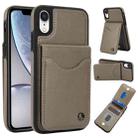 For iPhone XR AwQuer Vertical Flip Card Bag Holder Leather Phone Case(Grey) - 1