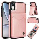 For iPhone XR AwQuer Vertical Flip Card Bag Holder Leather Phone Case(Rose Gold) - 1